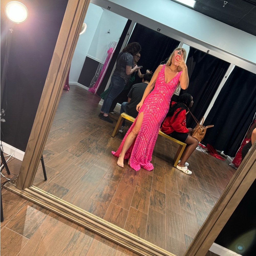Jovani pink sequin prom dress